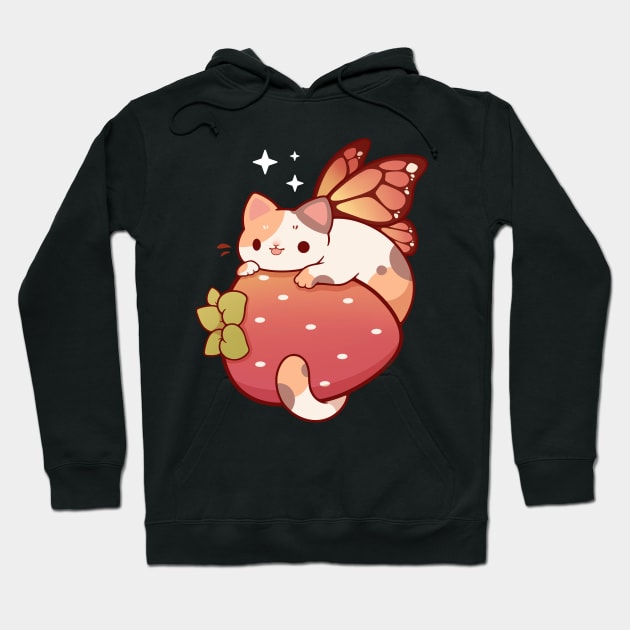 Calico strawberry fairy cat Hoodie by Rihnlin